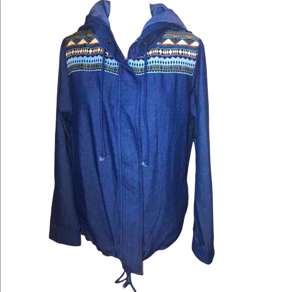 Hem & Thread Aztec Blue Hooded jacket Size…